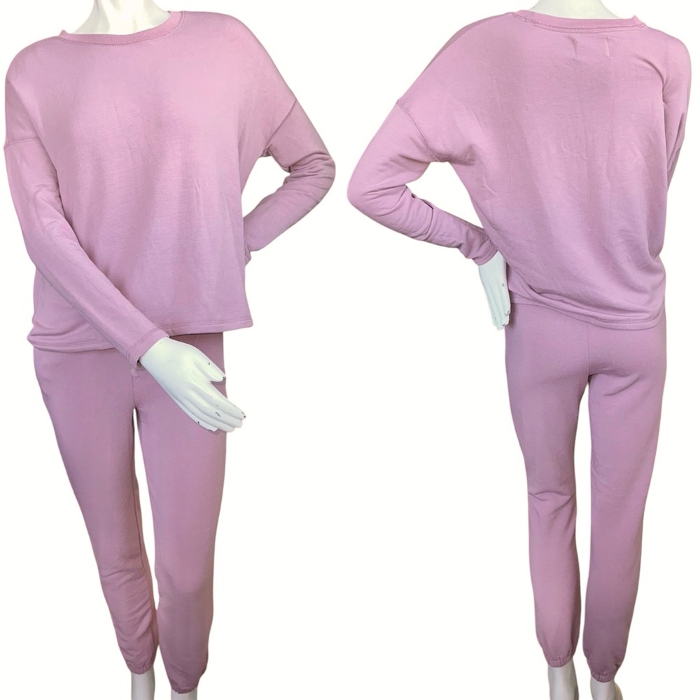 Madewell MWL Dusty Pink 2 Piece Lounge Set Jogger Sweatpants Long Sleeve XS
